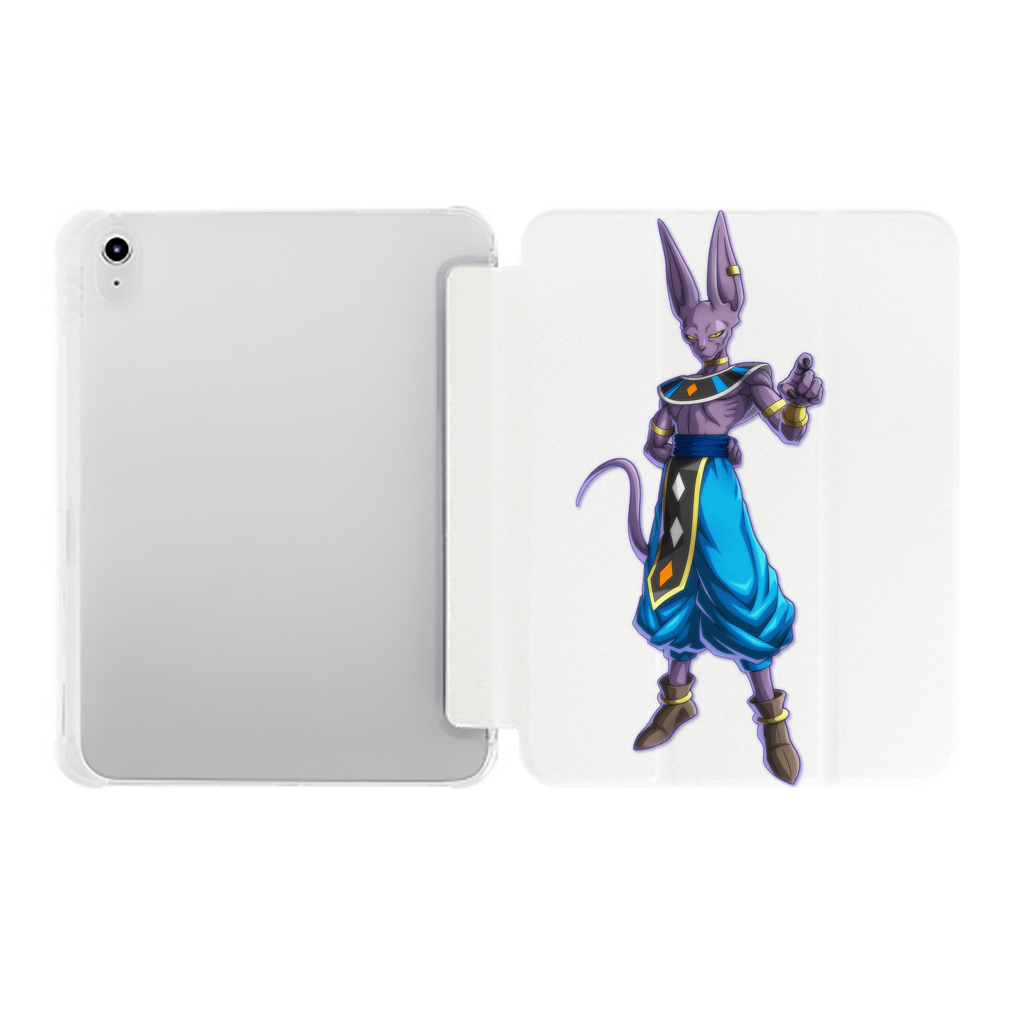 （画像用） ドラゴンボール ビルス 破壊神ビルス DRAGON BALL Beerus Birusu IPad ケース ペン収納付き 三つ折りスタンド PUレザー×シリコン 対応機種9.5/10.5/10.9インチ